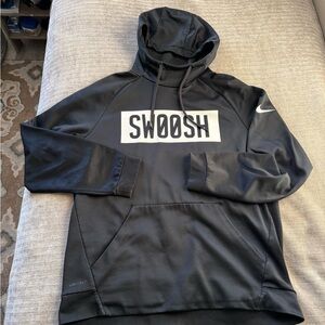 Nike Black Hoodie with White SWOOSH Chest Box Logo
